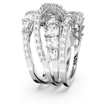 Anillo Hyperbola, Tallas mixtas, Blanco, Baño de rodio - Swarovski, 5584654