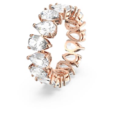 Vittore ring, Drop cut, White, Rose gold-tone plated - Swarovski, 5585425