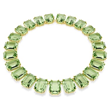 Millenia Tennisketting, Oversized kristallen, Octagon-slijpvorm, Groen, Goudkleurige toplaag - Swarovski, 5598261