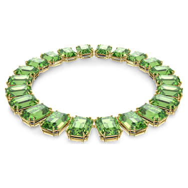 Collana Tennis Millenia, Cristalli oversize, Taglio ottagonale, Verde, Placcato color oro - Swarovski, 5598261