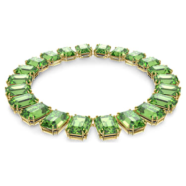 Millenia 项链, 超大仿水晶, 八角形切割, 绿色, 镀金色调 - Swarovski, 5598261