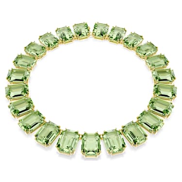 Millenia Halskette, Übergroße Kristalle, Oktagon-Schliff, Grün  