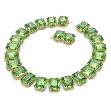 Colier Millenia, Cristale supradimensionate, Tăietură octogonală, Verde, Placat cu auriu - Swarovski, 5598261