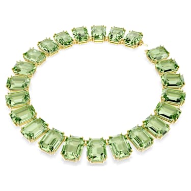 Millenia Tennis Halskette, Übergroße Kristalle, Oktagon-Schliff, Grün, Goldlegierungsschicht - Swarovski, 5598261