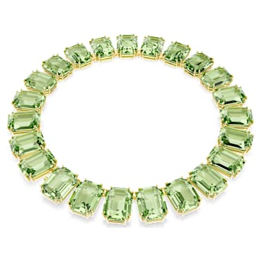Millenia Tennis Halskette, Übergroße Kristalle, Oktagon-Schliff, Grün, Goldlegierungsschicht - Swarovski, 5598261