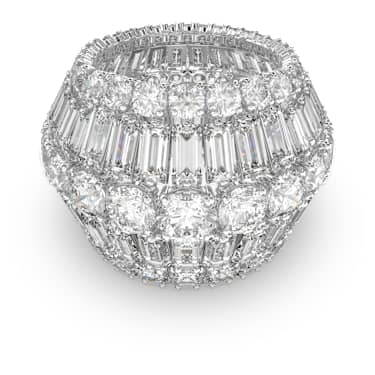 Hyperbola cocktail ring, Mixed cuts, White, Rhodium plated - Swarovski, 5598341