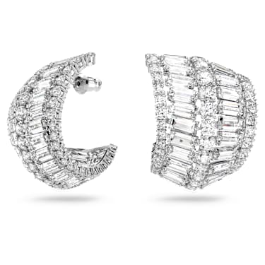Hyperbola 水滴形耳環, 混合式切割, 白色, 鍍白金色 - Swarovski, 5598344
