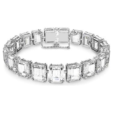 Matrix Tennis bracelet, Octagon cut, White, Rhodium plated - Swarovski, 5598349
