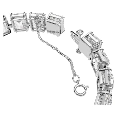 Matrix Tennis bracelet, Octagon cut, White, Rhodium plated - Swarovski, 5598349