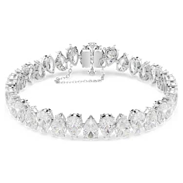 Bransoletka Tennis Matrix, Szlif gruszkowy, Biała, Powłoka z rodu - Swarovski, 5598350