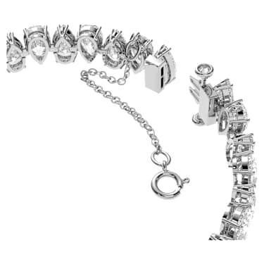 Matrix Tennis bracelet, Pear cut, White, Rhodium plated - Swarovski, 5598350