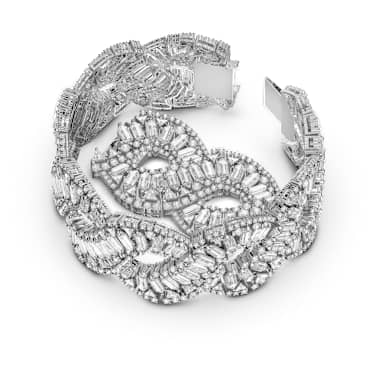 Hyperbola bracelet, Mixed cuts, Infinity, White, Rhodium plated - Swarovski, 5598351