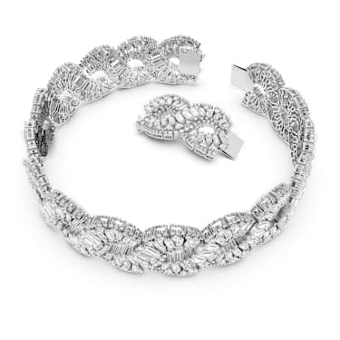 Hyperbola choker, Mixed cuts, Infinity, White, Rhodium plated - Swarovski, 5598359