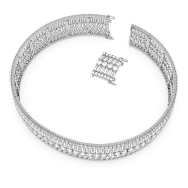 Hyperbola choker, Mixed cuts, White, Rhodium plated - Swarovski, 5598360