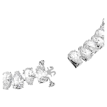 Matrix Tennis necklace, Pear cut, White, Rhodium plated - Swarovski, 5598362