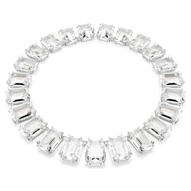 Millenia Tennishalsband, Överdimensionerade kristaller, Oktagonslipning, Vit, Rodiumpläterad - Swarovski, 5599149