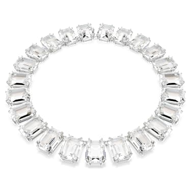 Colar Tennis Millenia, Cristais de grandes dimensões, Lapidação octogonal, Branco, Lacado a ródio - Swarovski, 5599149