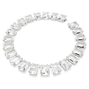 Colar Tennis Millenia, Cristais de grandes dimensões, Lapidação octogonal, Branco, Lacado a ródio - Swarovski, 5599149