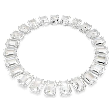 Colier Tennis Millenia, Cristale supradimensionate, Tăietură octogonală, Alb, Placat cu rodiu - Swarovski, 5599149