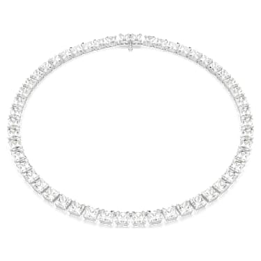 Matrix Tennis 네크리스, 스퀘어 컷, 화이트, 로듐 플래팅 - Swarovski, 5599153