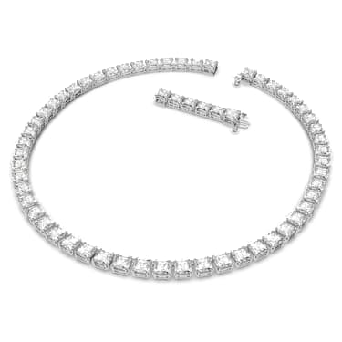Collar Tennis Matrix, Talla cuadrada, Blanco, Baño de rodio - Swarovski, 5599153