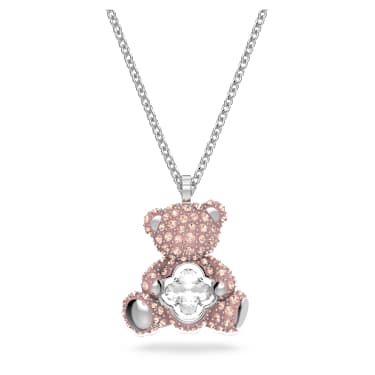 Teddy pendant, Bear, Pink, Rhodium plated - Swarovski, 5599168