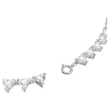 Matrix Tennisネックレス, トライアングルカット, ホワイト, ロジウム・プレーティング | Swarovski