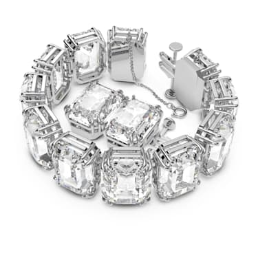 Bracelet Millenia, Cristaux oversize, Taille octogonale, Blanc, Métal rhodié - Swarovski, 5599192