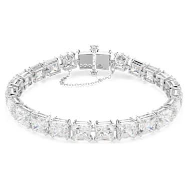 Matrix Tennis Armband, Weiß, Rhodiniert - Swarovski, 5599202