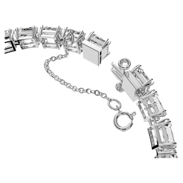 Náramek Tennis Matrix, Čtvercový výbrus, Malý, Bílá, Pokoveno rhodiem - Swarovski, 5599202