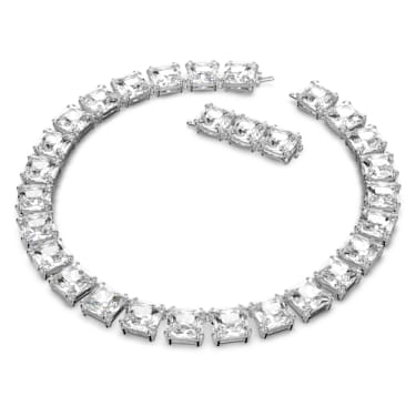 Millenia necklace, Square cut, White, Rhodium plated - Swarovski, 5599206