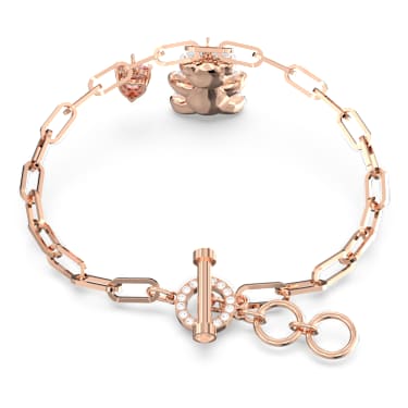 Pulsera Teddy, Oso, Blanca, Baño tono oro rosa - Swarovski, 5599284