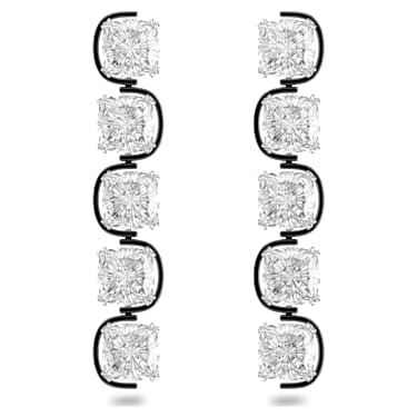 Cercei cu drop Harmonia, Cristale flotante cu tăietură perniță, Albi, Finisaj metalic mixt - Swarovski, 5600043
