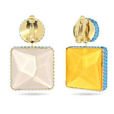 Chroma 夹式耳环, 非对称设计、正方形切割, 流光溢彩, 镀金色调 - Swarovski, 5600522
