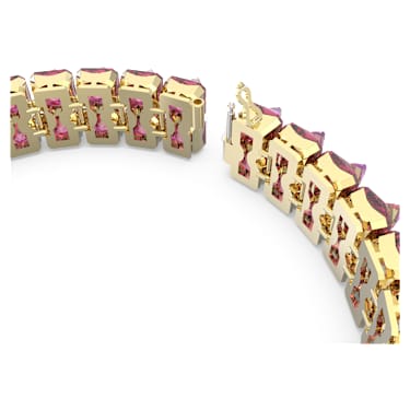 Matrix 束颈项链, 金字塔切割, 粉红色, 镀金色调 - Swarovski, 5600620