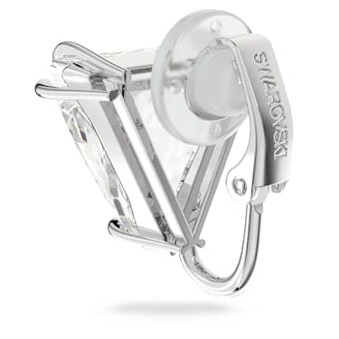 Cercei cu clip Mesmera, Unic, tăietură triunghiulară, Alb, Placat cu rodiu - Swarovski, 5600753