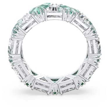 Matrix cocktail ring, Triangle cut, Green, Rhodium plated - Swarovski, 5600760
