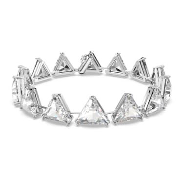 Ortyx bracelet, Triangle cut, White, Rhodium plated
