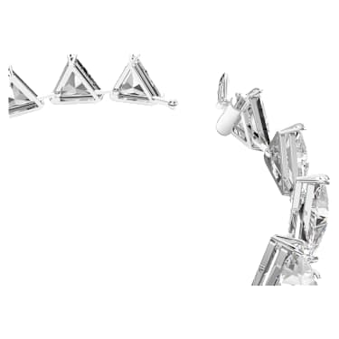 Matrix Tennis 手链, 三角形切割, 白色, 镀铑 - Swarovski, 5600864