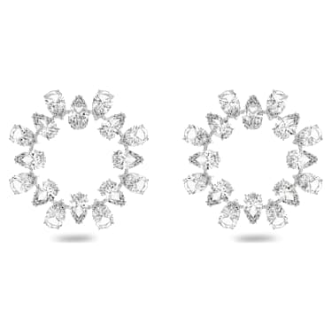 Matrix Kreolen, Tropfenschliff, Weiß, Rhodiniert - Swarovski, 5601509