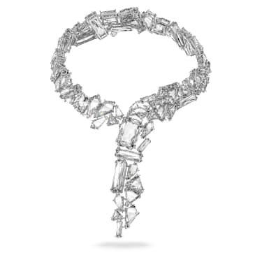 Mesmera Y形项链, 超大仿水晶, 白色, 镀铑 - Swarovski, 5601526