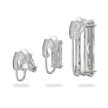 Mesmera clip earring, Set (3), Asymmetrical design, White, Rhodium plated - Swarovski, 5601534