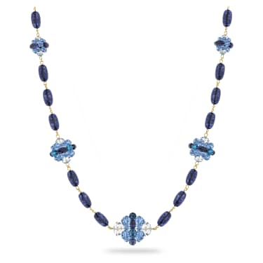 Somnia necklace, Extra long, Blue, Gold-tone plated - Swarovski, 5601905