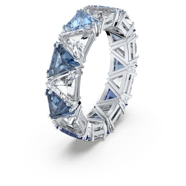 Matrix cocktail ring, Triangle cut, Blue, Rhodium plated - Swarovski, 5608528