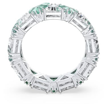 Ortyx cocktail ring, Triangle cut, Green, Rhodium plated - Swarovski, 5608529