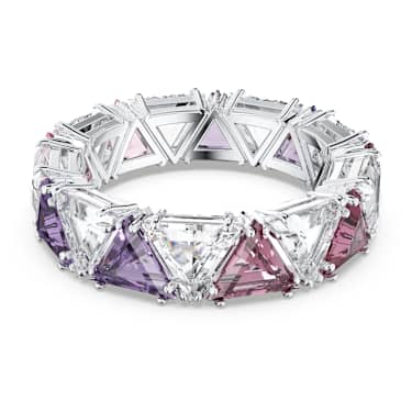 Matrix 个性戒指, 三角形切割, 紫色, 镀铑 - Swarovski, 5608532