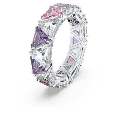 Matrix 个性戒指, 三角形切割, 紫色, 镀铑 - Swarovski, 5608532