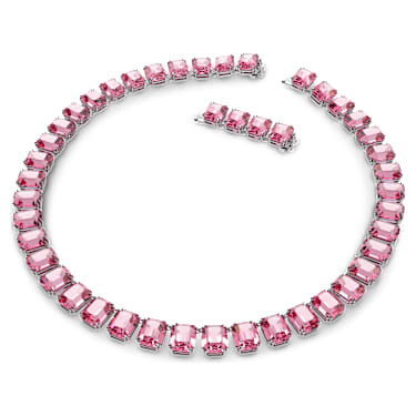Millenia 項鏈, 八角形切割, 粉紅色, 鍍白金色 - Swarovski, 5608807