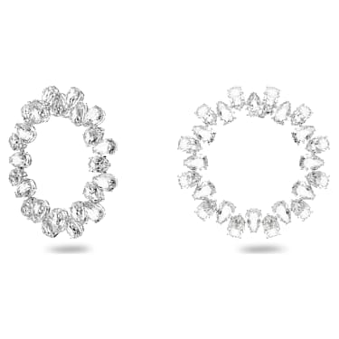 Millenia 大圈耳環, 梨形切割, 大碼, 白色, 鍍白金色 - Swarovski, 5608814