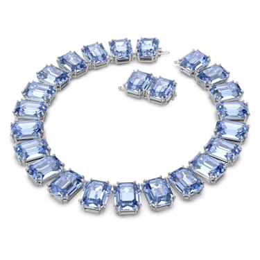 Colier Millenia, Cristale supradimensionate, Tăietură octogonală, Albastru, Placat cu rodiu - Swarovski, 5609703